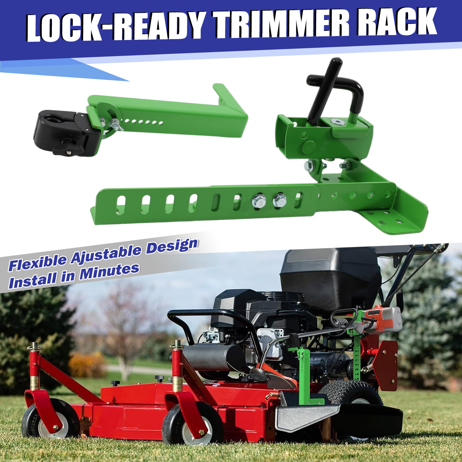Lawn Mower Trimmer Rack for Walk-Behind, Stand-On & ZTR Mower Landscaping Secure