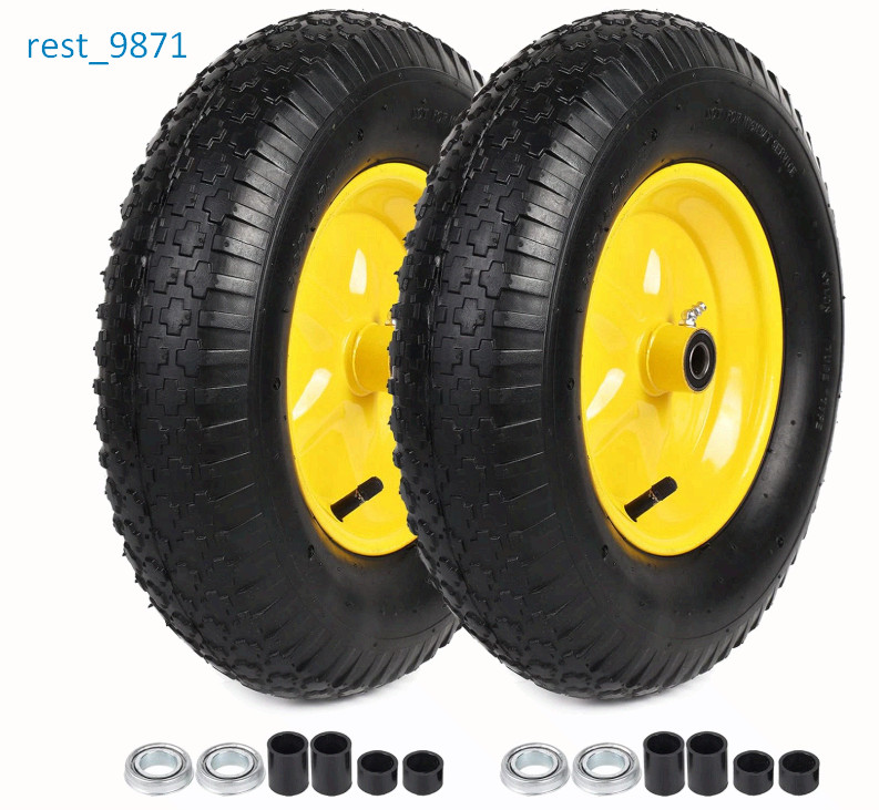 (2-Pack) 16″ Pneumatic Tire Wheels 4.80/4.00-8 w/ Bearings for Carts