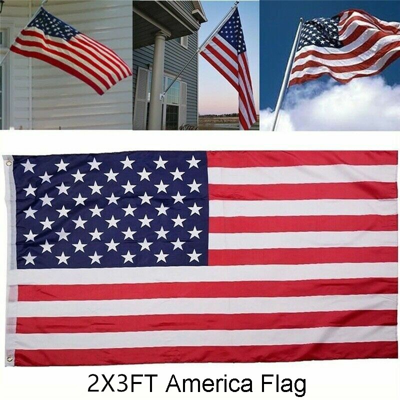 2 x 3 FT American Flag US USA National Double Sided Polyester Brass Grommets