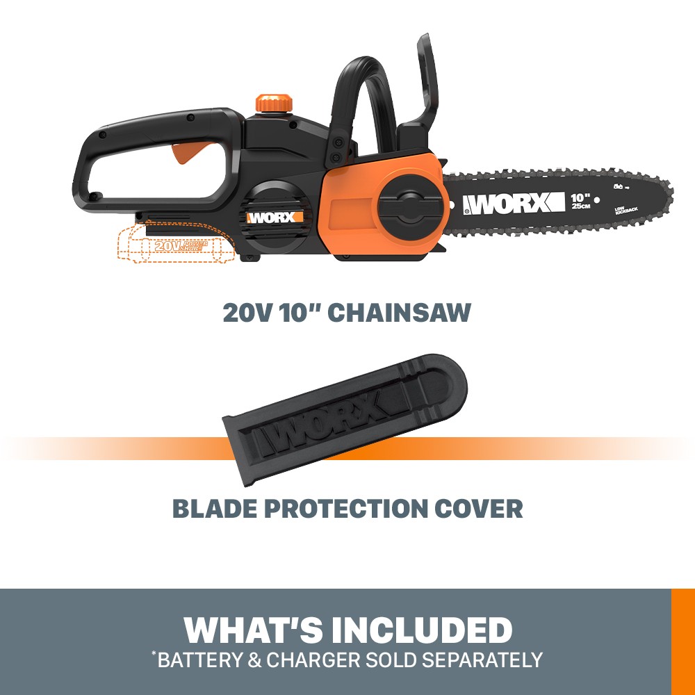 WG322.9 Worx 20V 10″ Cordless Chainsaw – Tool Only (No Battery or Charger)