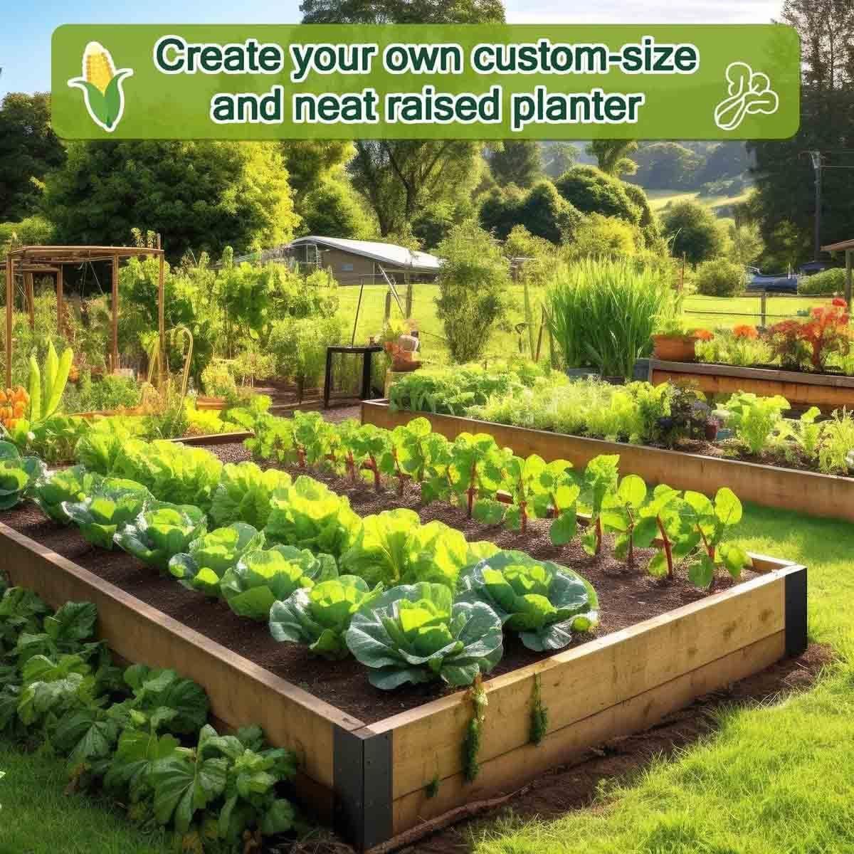 8Pcs Raised Garden Bed Corner Brackets, 11“ X 3” X 3“ L-Shape Metal Rustproof Th