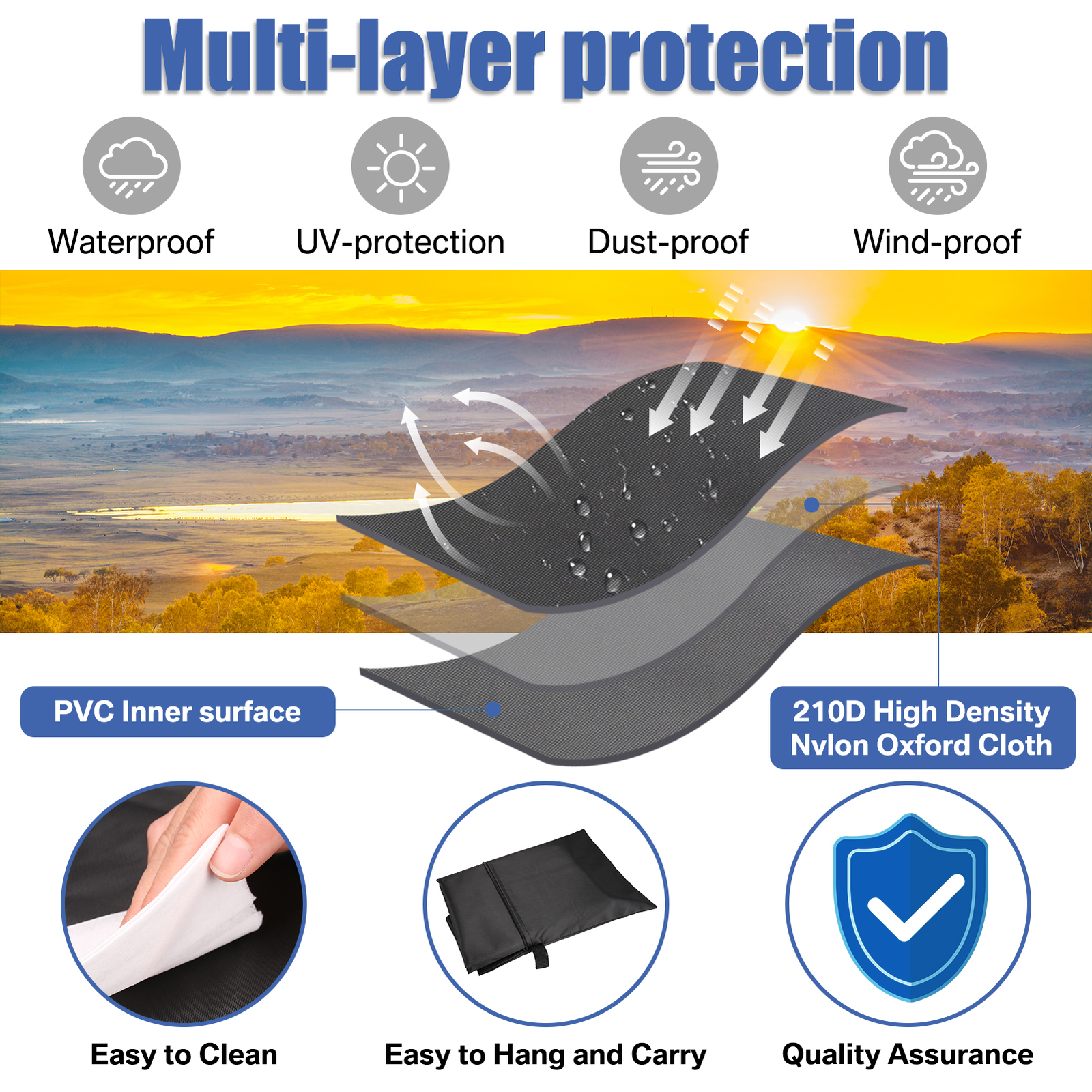 Patio Umbrella Cover with Rod for 8 to 15 Ft Umbrellas / Double-Sided Umbrellas