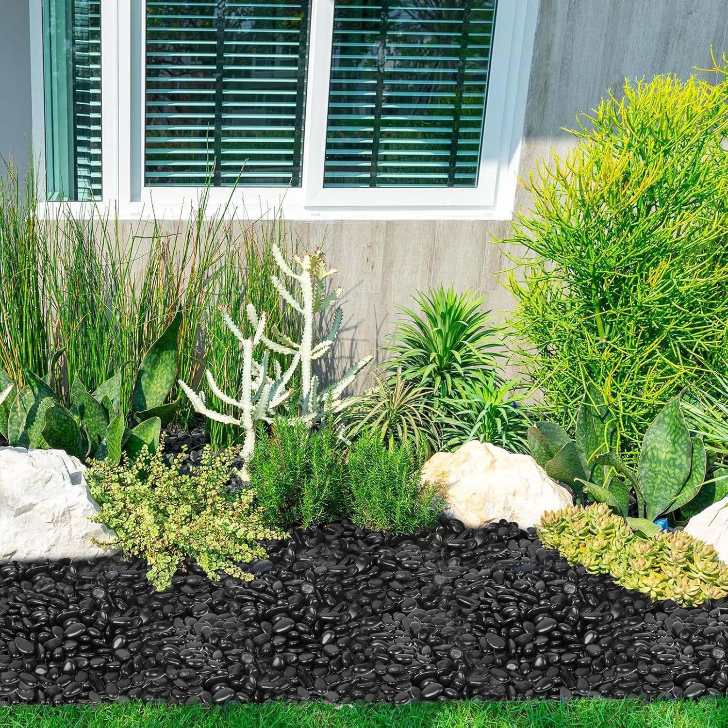 NEW 15lb Black River Rocks 1-2 Inch Polished Pebbles for Garden Landscaping US