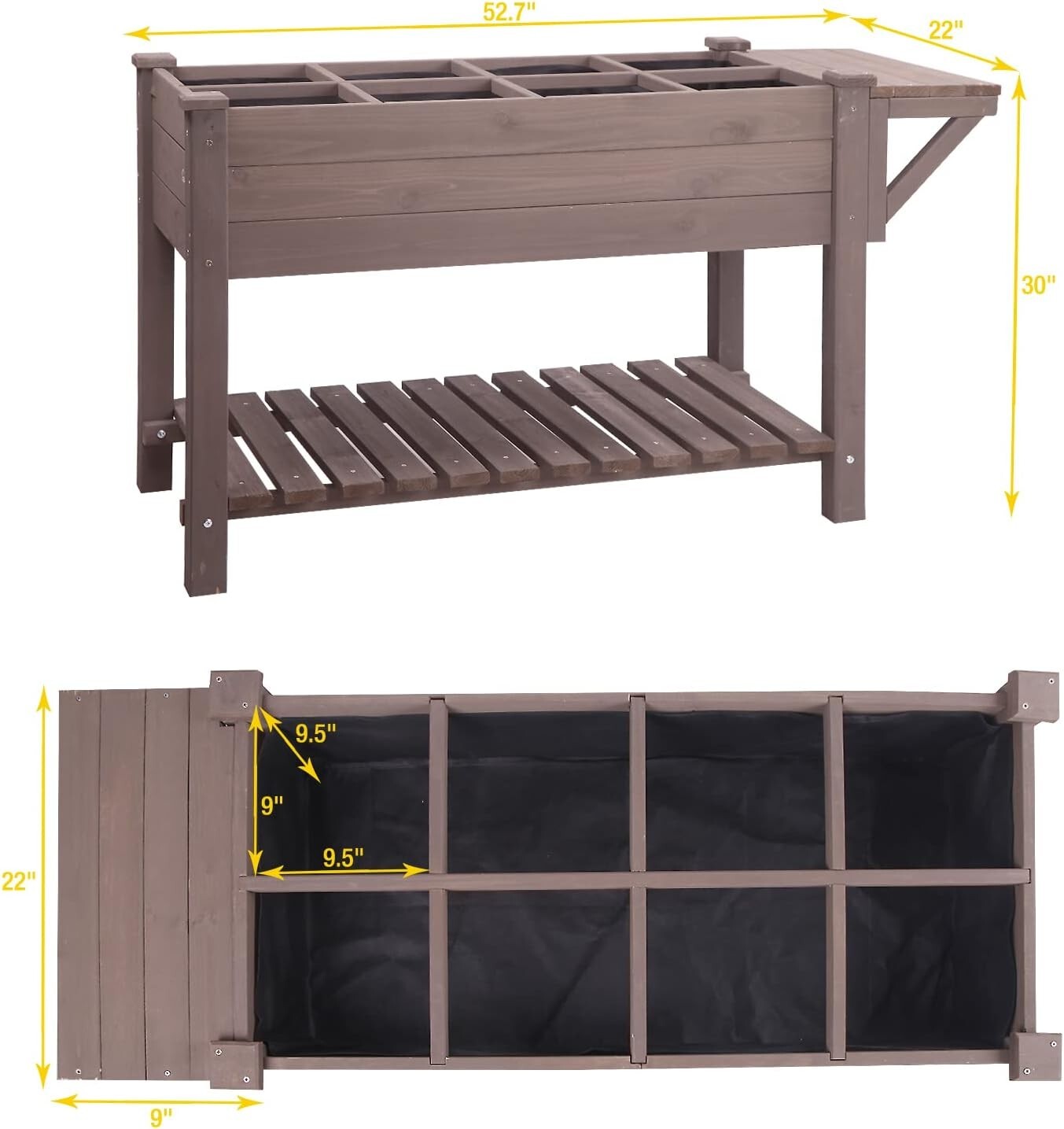 Aivituvin Raised Garden Bed Elevated Plant Boxes Outdoor with Grow Grid 52.7″