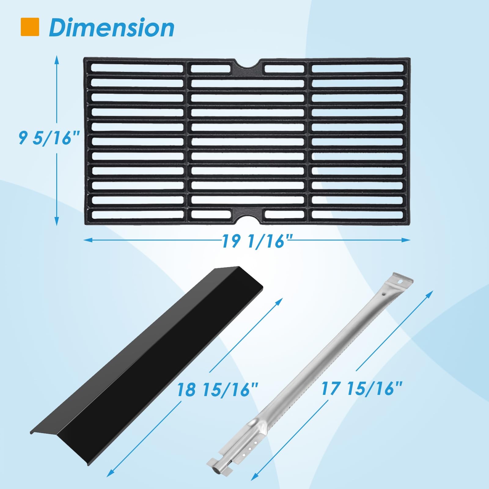 BBQration Grill Parts for Oklahoma 4-Pack Grates Kit, black and silver