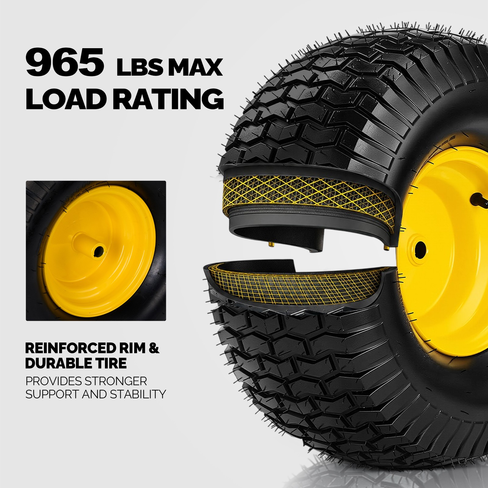 Two 20×8.00-8 Lawn Mower Tires and Wheel 4 Ply Tubeless 20×8-8 20x8x8