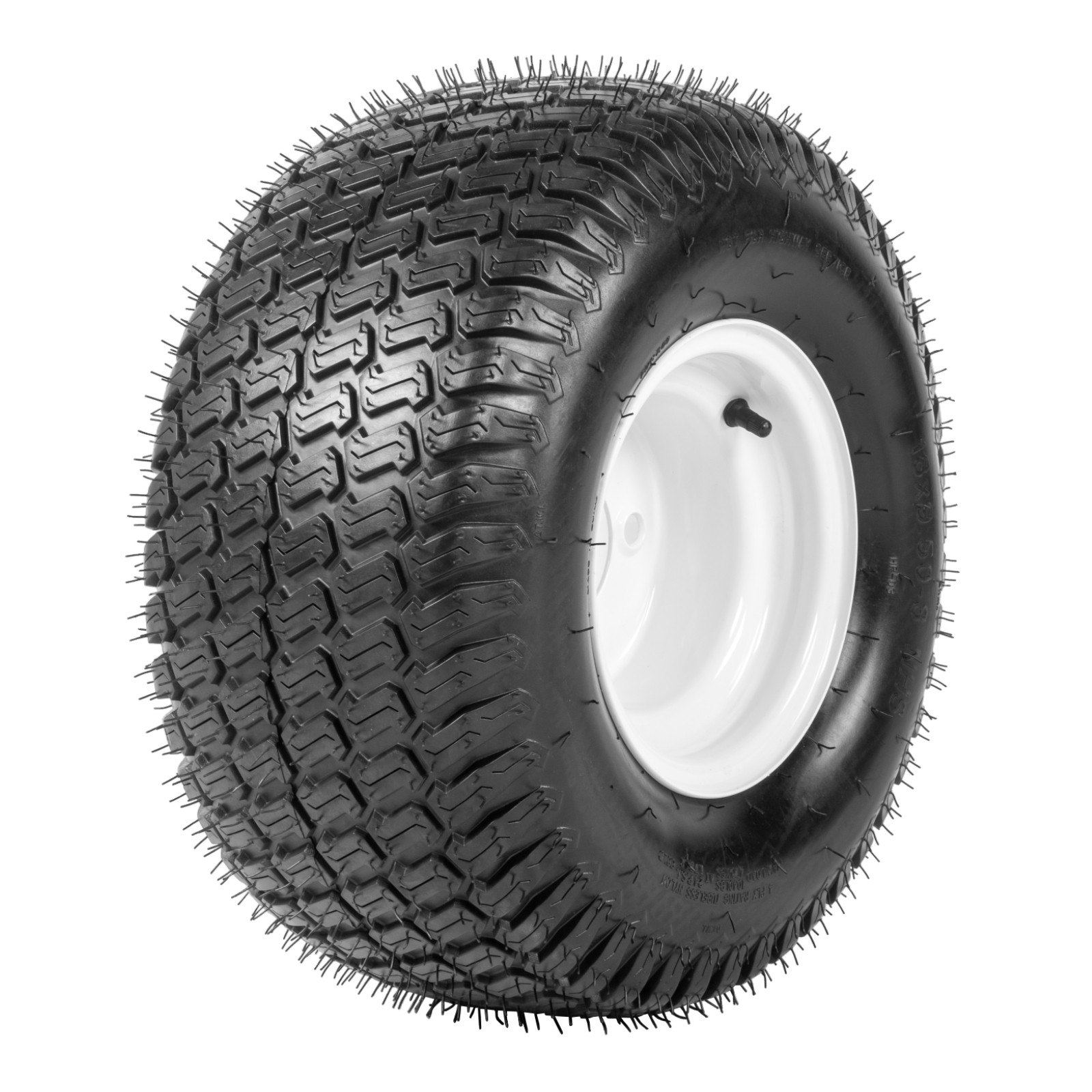 Two 18×9.50-8 18×9.5-8 18×9.5×8 Lawn Mower Tires & Rims LRB 4 Lug White Wheel
