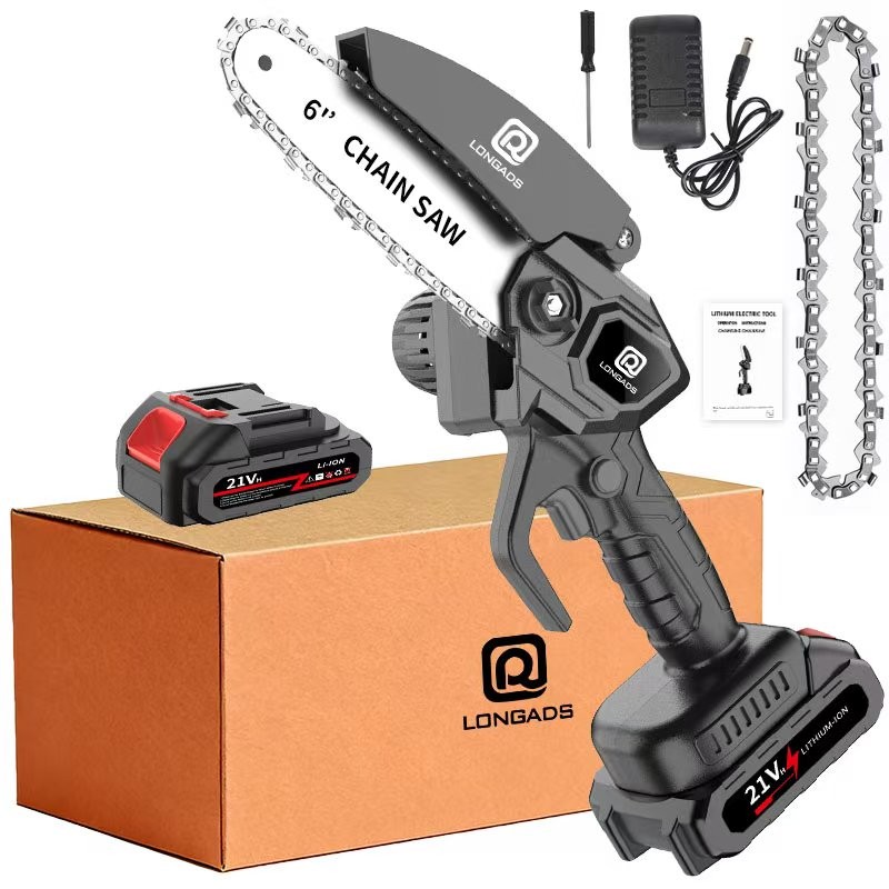 6-Inch Mini Chain Saw with Rechargeable Battery Adjustable/Safety Homes Gardens