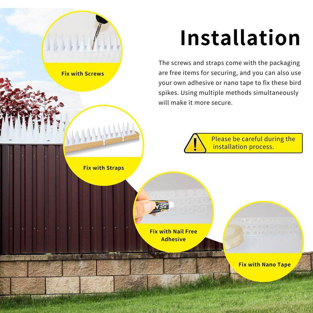 13.2 In. 22 Ft. 1.8 In. Outdoor Bird Spikes Deterrent Device for Pigeon Squirrel
