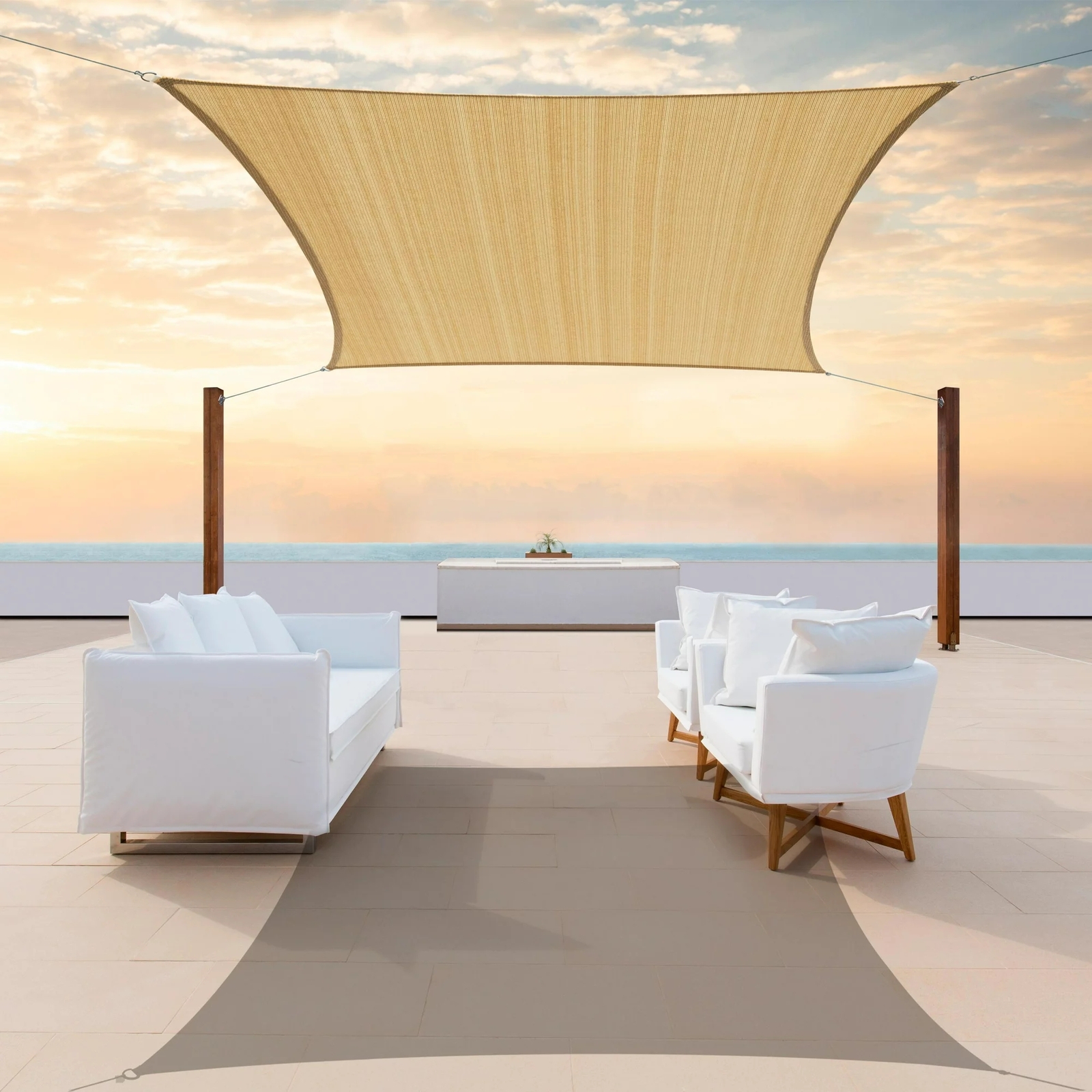 Colourtree Sand Custom Size Rectangle Sun Shade Sail Canopy Fabric Cover Patio