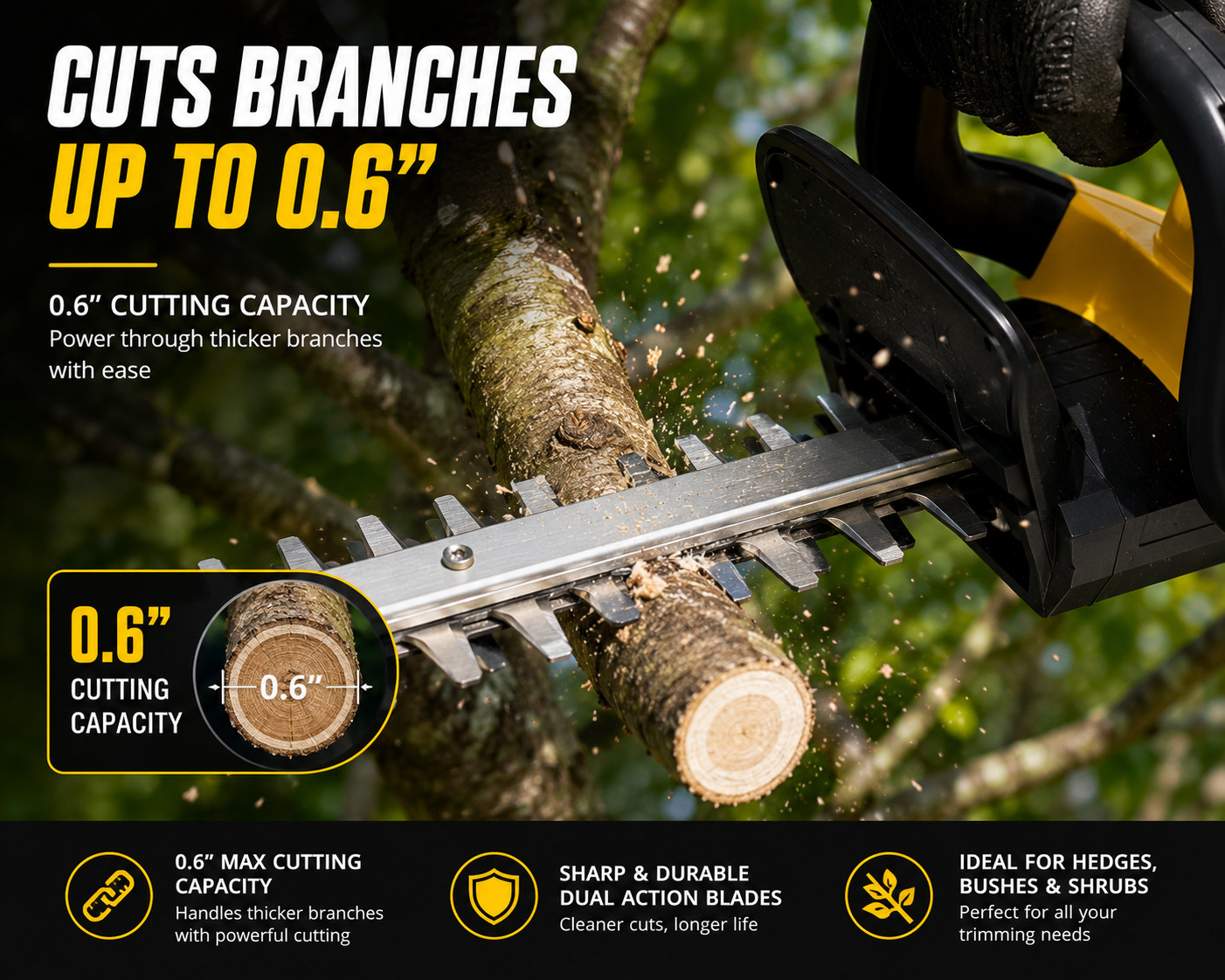20V Hedge Trimmer Cordless For DeWalt 20V MAX Battery Adjustable Head Tool Only