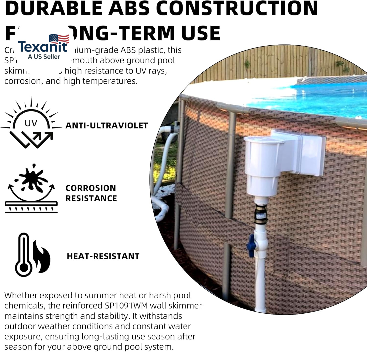 Complete-Set SP1091WM Thru-Wall Skimmer Kit Compatible with Hayward Above-Ground