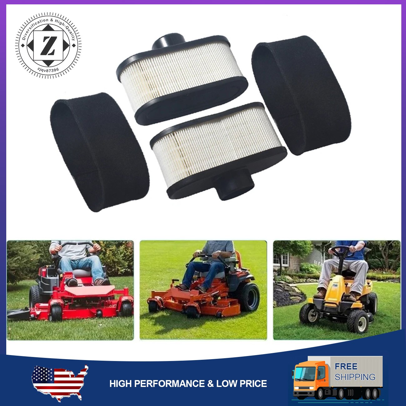 4 Pcs/Set Air Filter 11013-0752 For Kawasaki FR651V FR691V FR730V FS481V-FS691V
