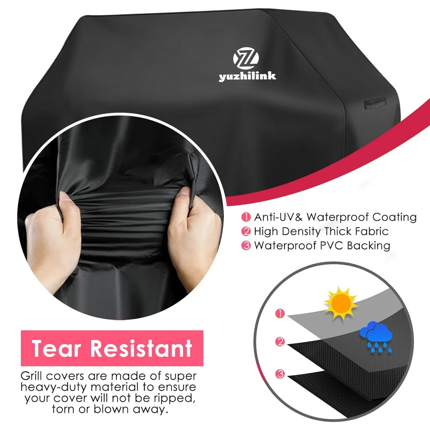 Grill Cover, BBQ Outdoor Grill Covers, Waterproof, Rip-Proof, Weather-Resistant