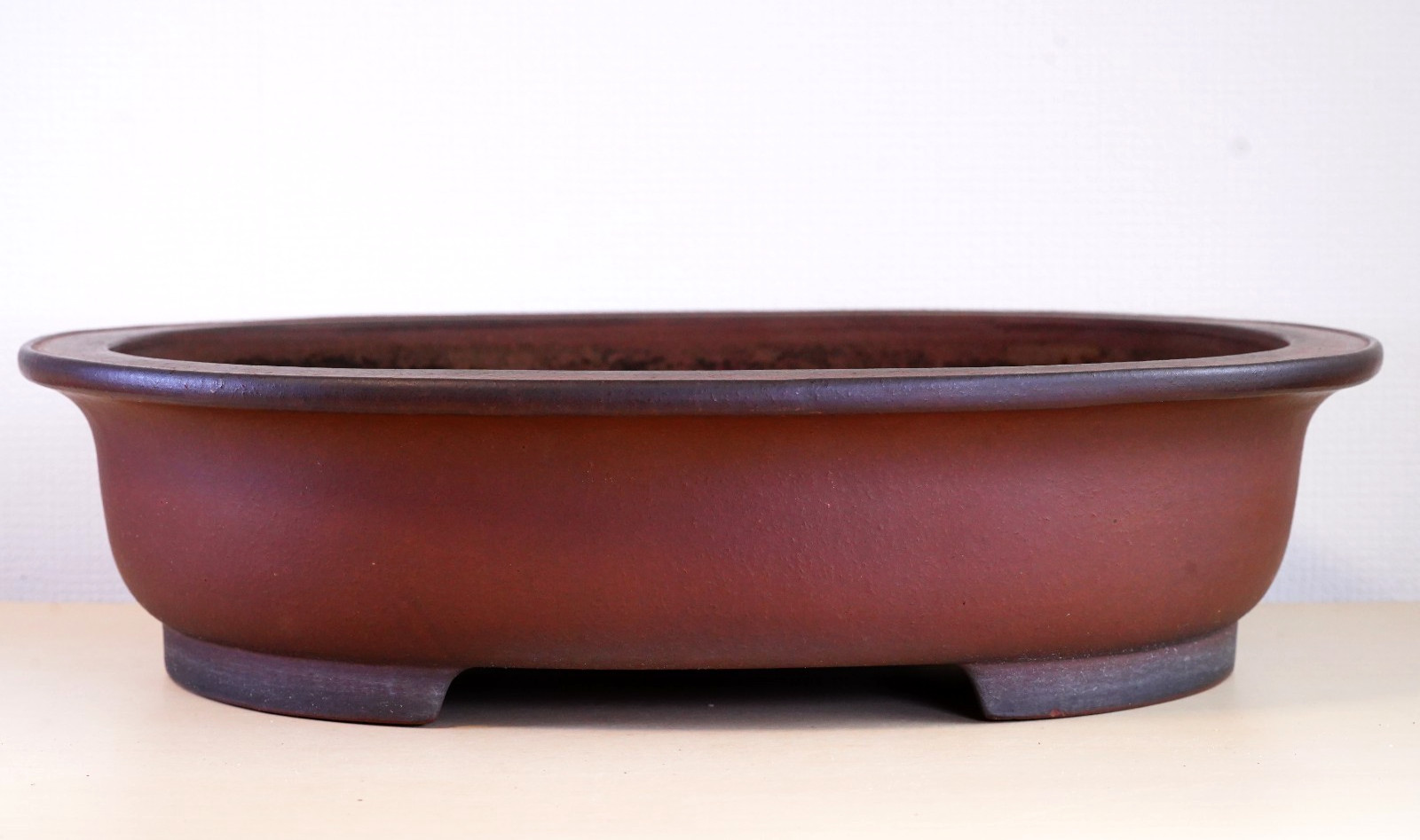 Japanese Bonsai Pot Tokoname NAKANO GYOZAN 17.8″(45.2cm) Unglazed Oval X141