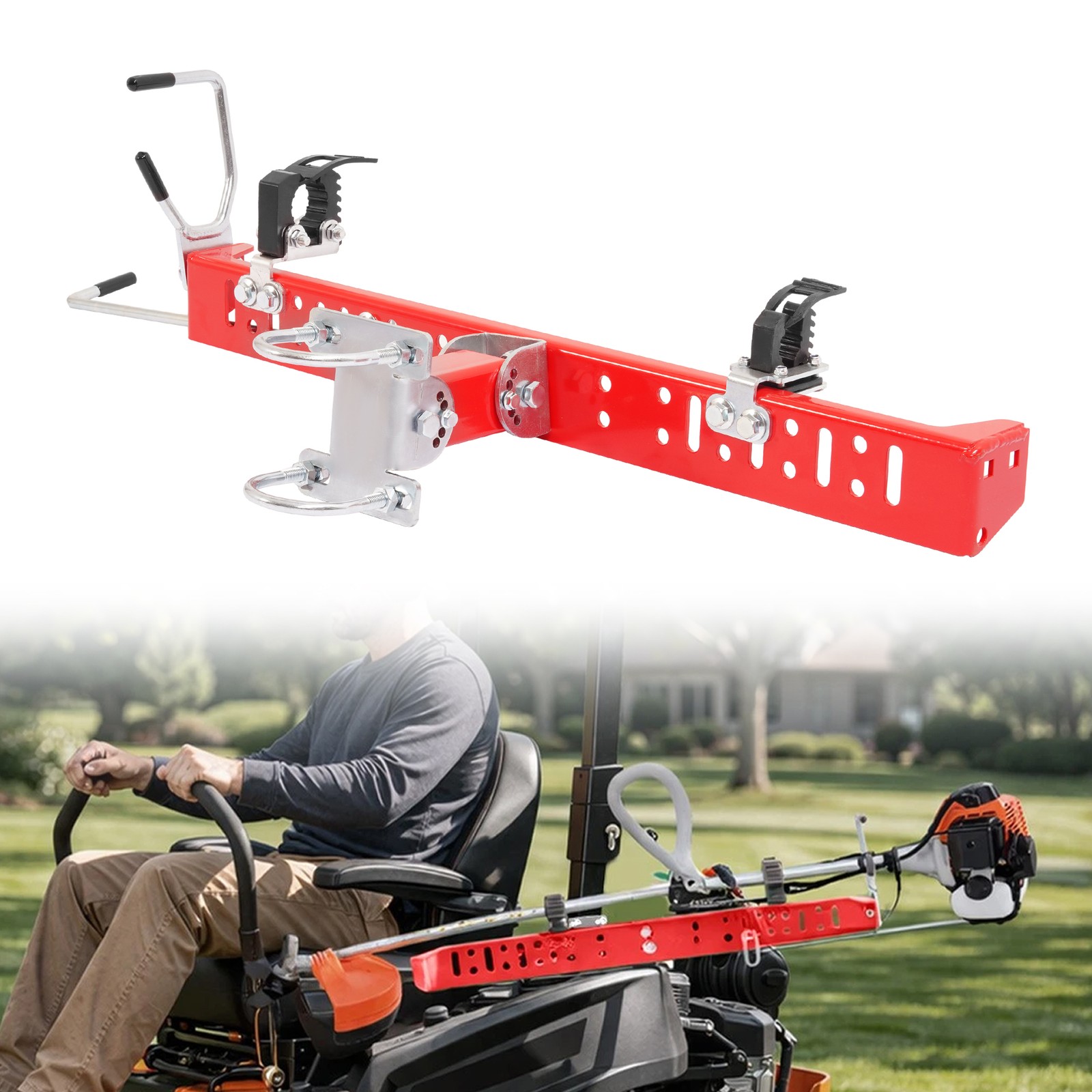 Red Trimmer Rack Enhancing safety For lawn Mower 1″-2″ Roll Bar Trimmer Holder