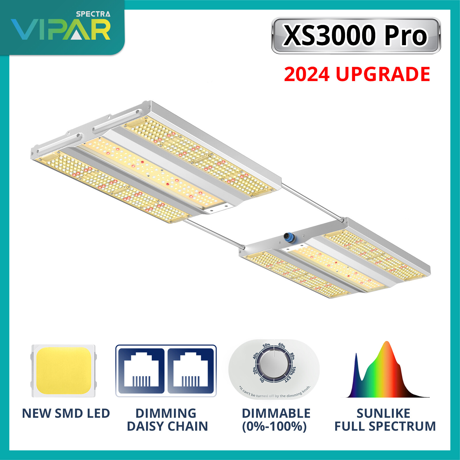 VIPARSPECTRA XS3000 Pro LED Grow Light Sunlike Full Spectrum Indoor VEG Flower