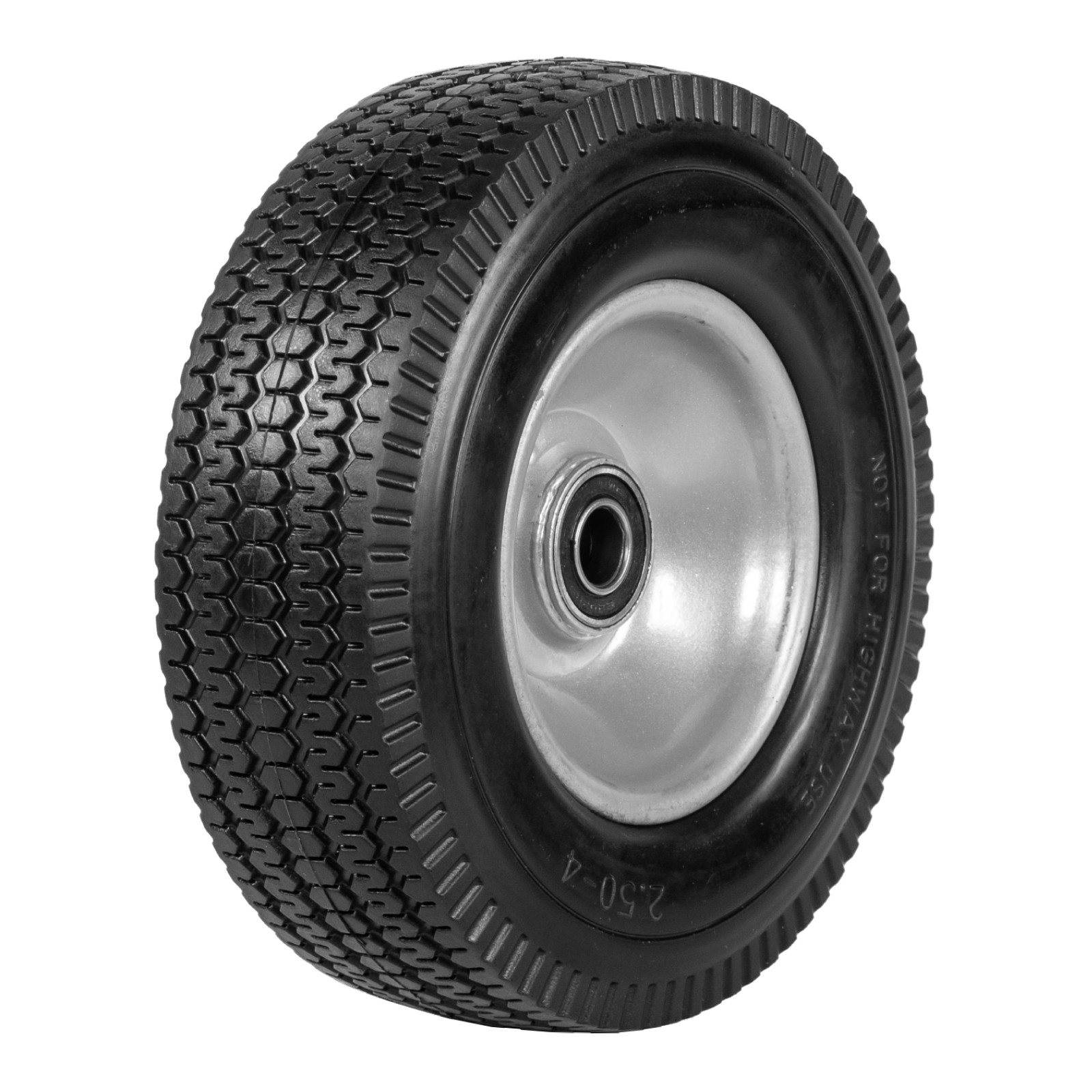 Two 2.50-4 Solid Flat Free Tires and Wheels for Hand Truck Garden Wagon Trolley