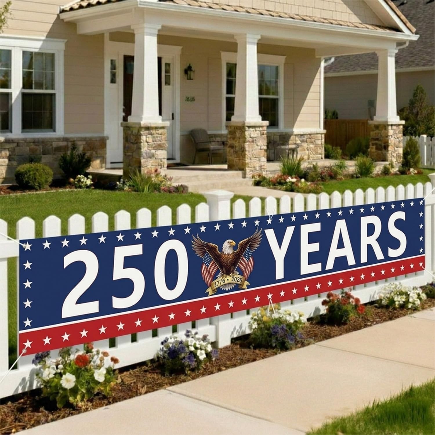 250 Year Anniversary USA Banner Flag 2×10 Ft, 4th of July Decorations 1776-2026