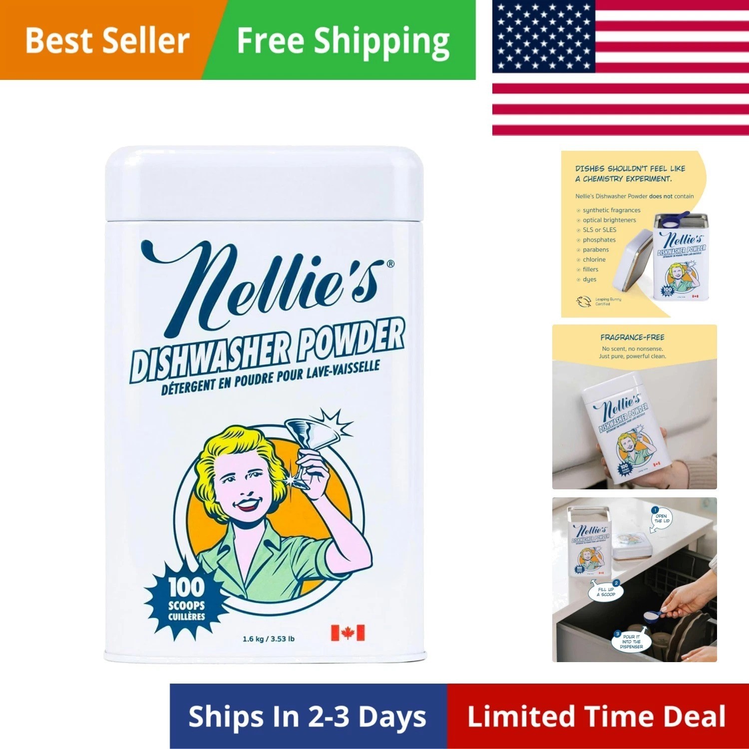 Dishwasher Powder – Tough on Food Residue, Plant-Based Ingredients, Spotless …