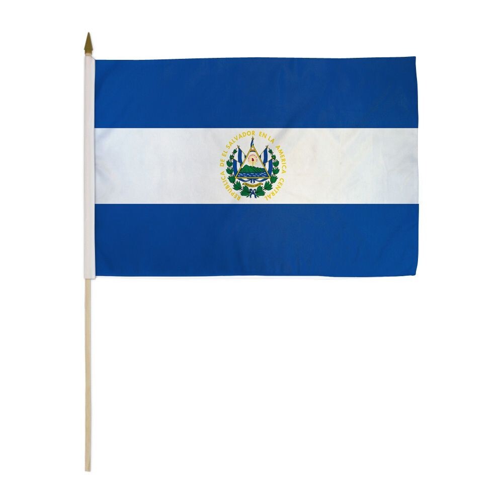 12×18 Inches El Salvador Stick Flag wood Staff