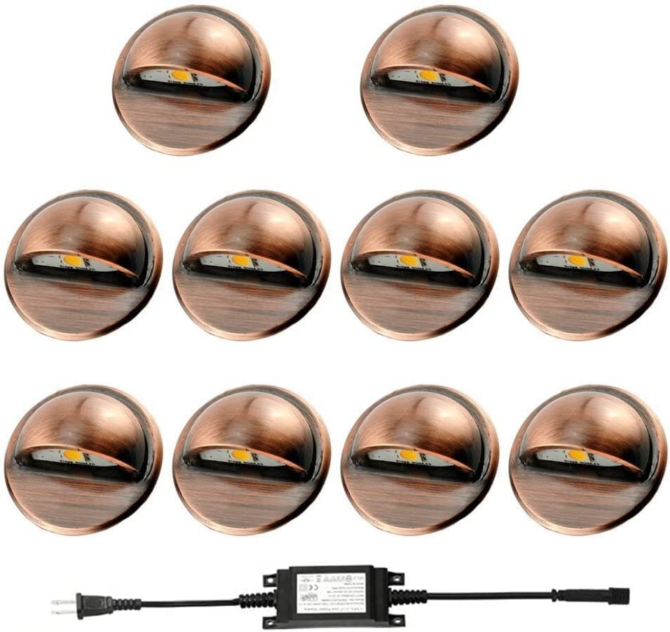 10X 12V Φ35mm Outdoor Bronze/Silver/Black Half Moon LED Warm White Deck Lights