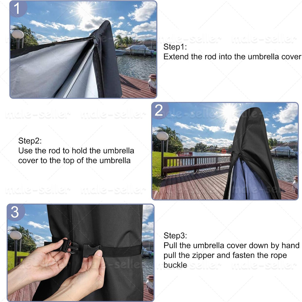 Patio Umbrella Cover with Rod for 8 to 15 Ft Umbrellas / Double-Sided Umbrellas