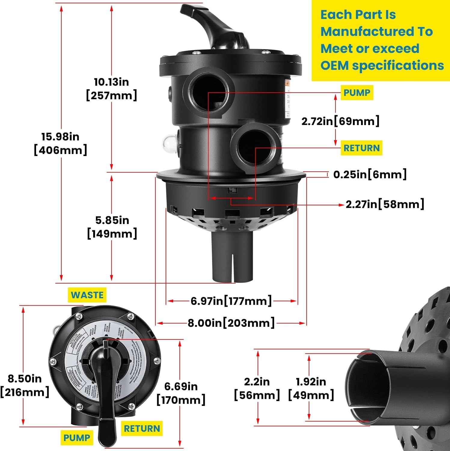 Replacement for Hayward SP0714T VariFlo Top-Mount MultiportVL Series Sand Filter
