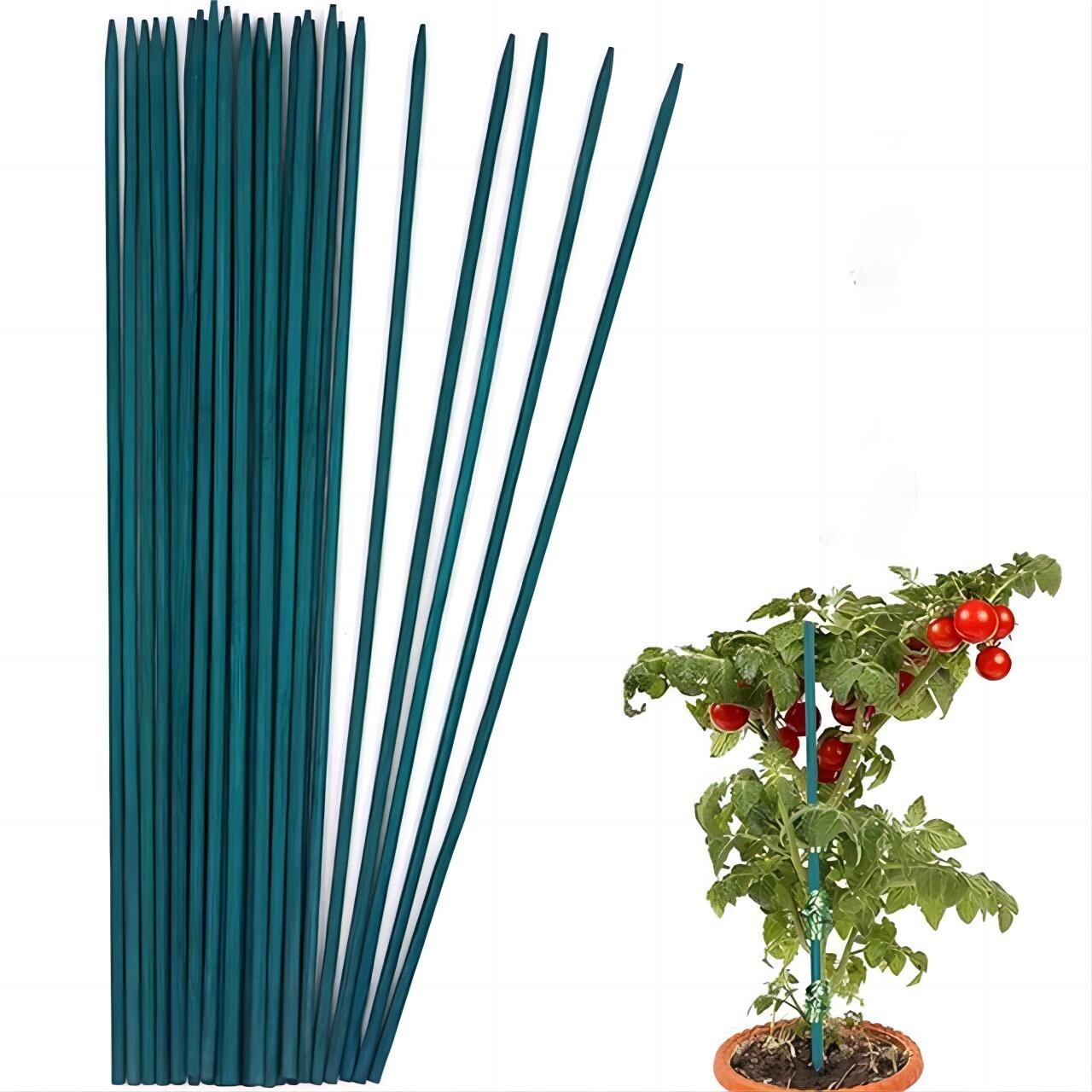 50 PCS 18″ Plant Sticks Support Green Bamboo Garden Wood Stakes Floral Orchid