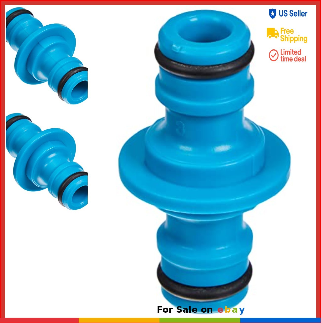 2-Way Watering Connector ABS Plastic 1/2 Inch Thread Blue for Garden Hose