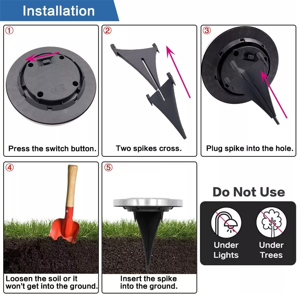 12 Pack Waterproof Warm Solar In Ground Lights Outdoor Garden In Grond Lights