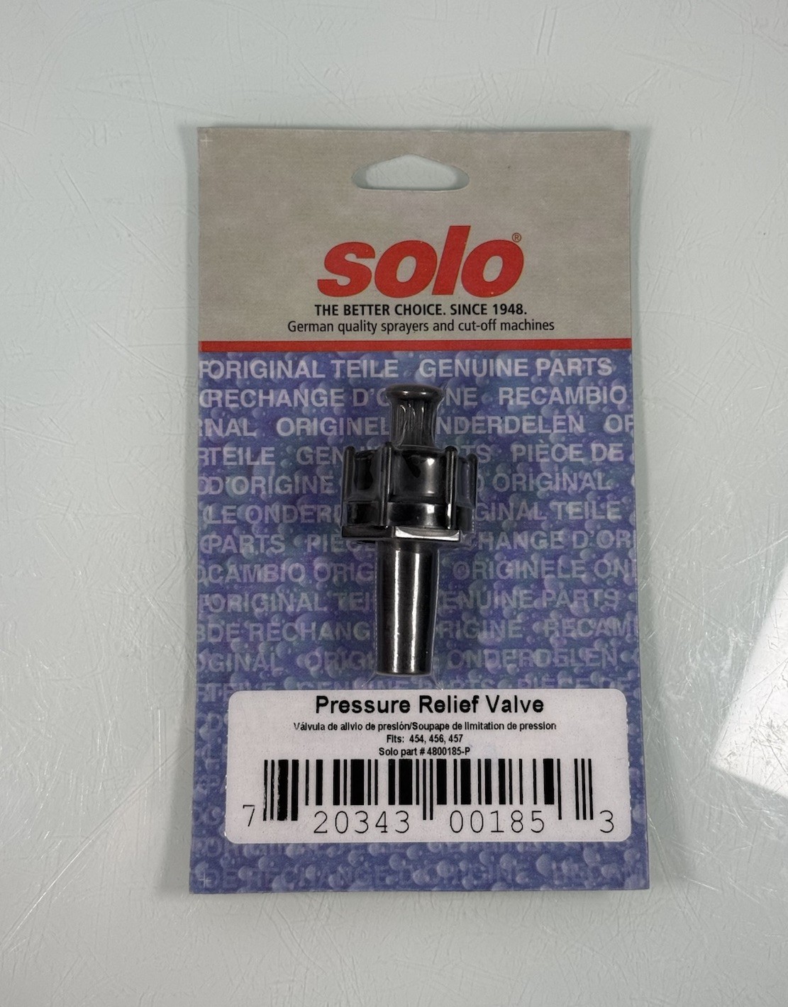 Solo Sprayer Pressure Relief Valve #4800185-P for Models 454, 456 & 457 – SEALED