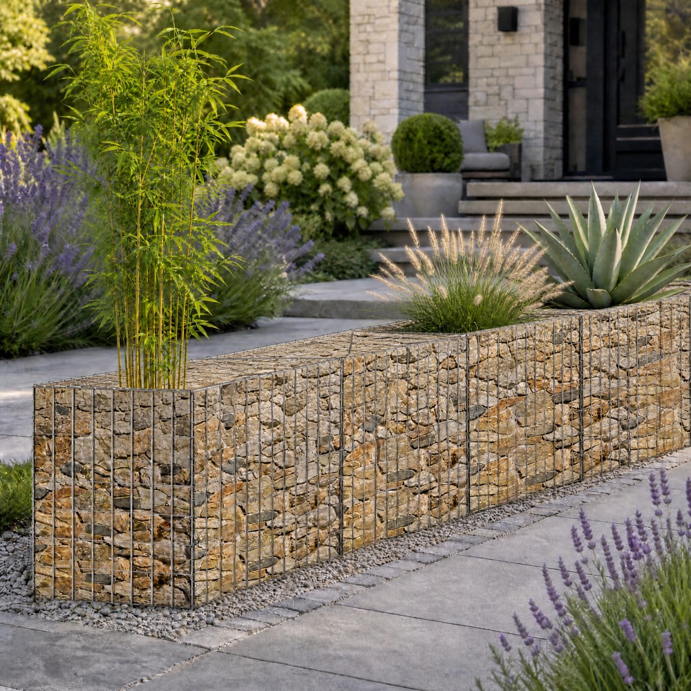 Galvanized Steel Tall Gabion Basket,Welded Wire Stone Cage Rustproof All-Weather