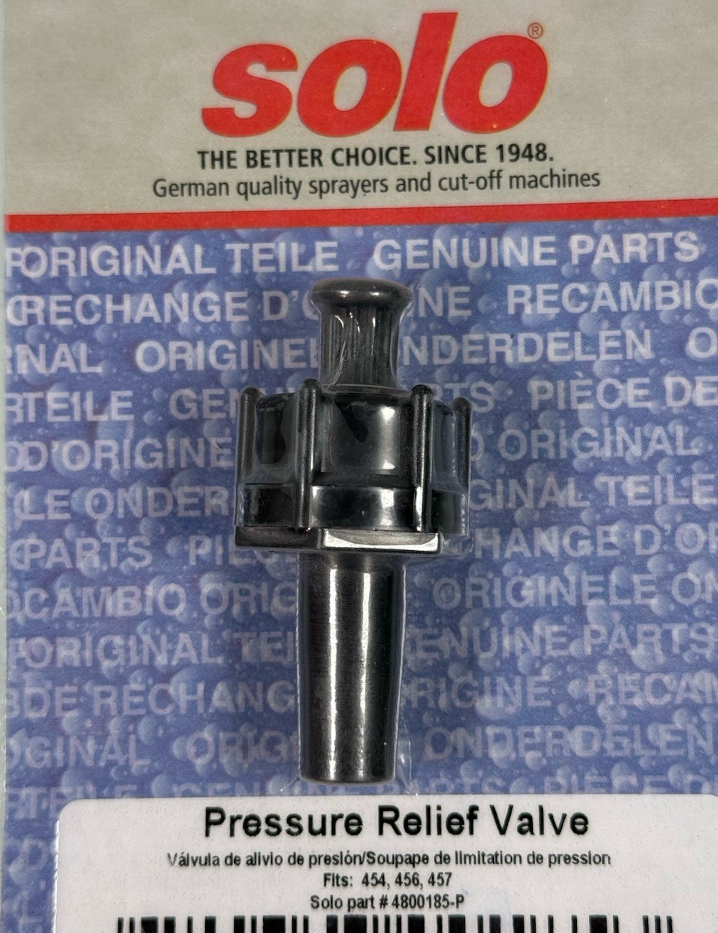 Solo Sprayer Pressure Relief Valve #4800185-P for Models 454, 456 & 457 – SEALED