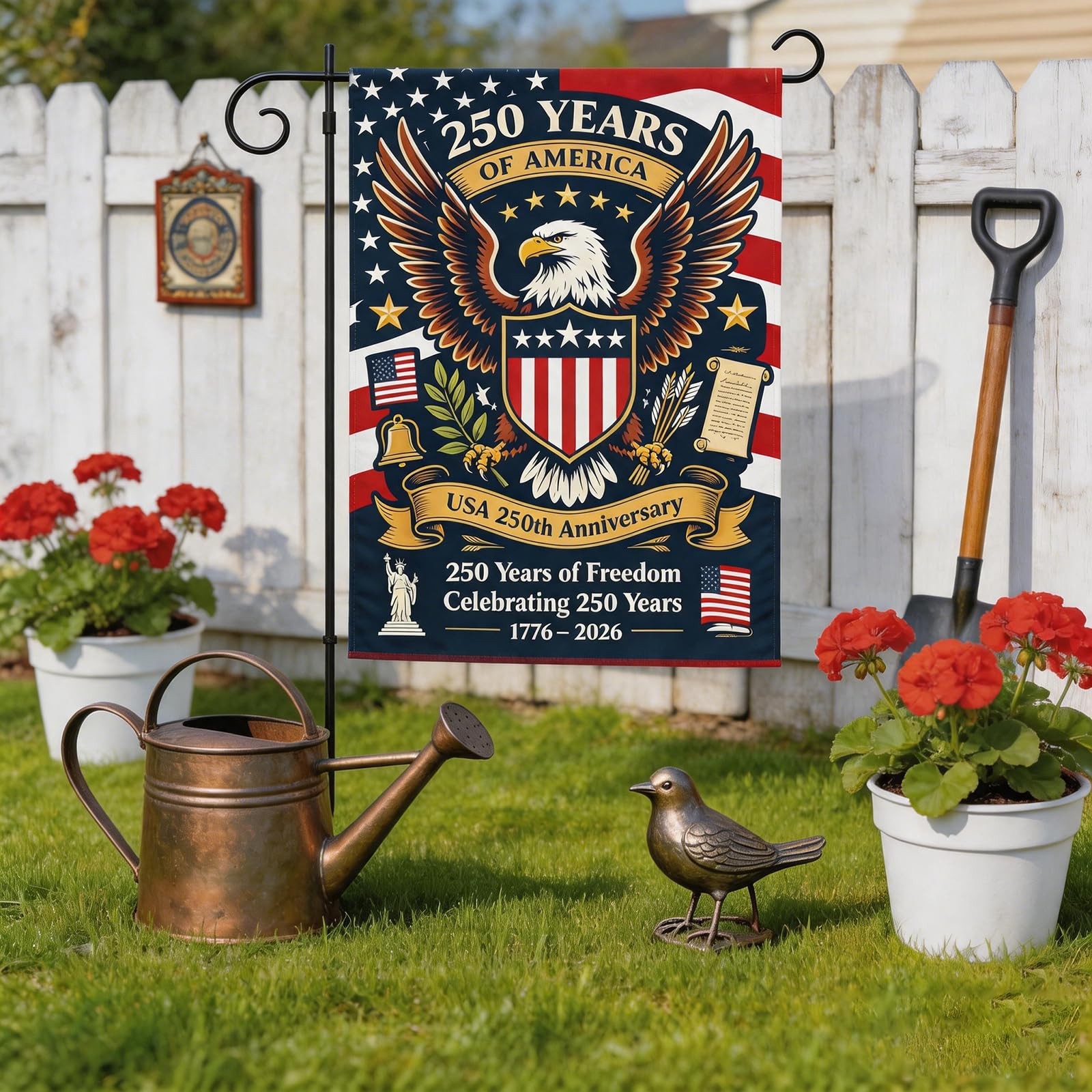 250 Anniversary USA Flag, 1776-2026 250 Years of 12×18 inches, Red+Blue
