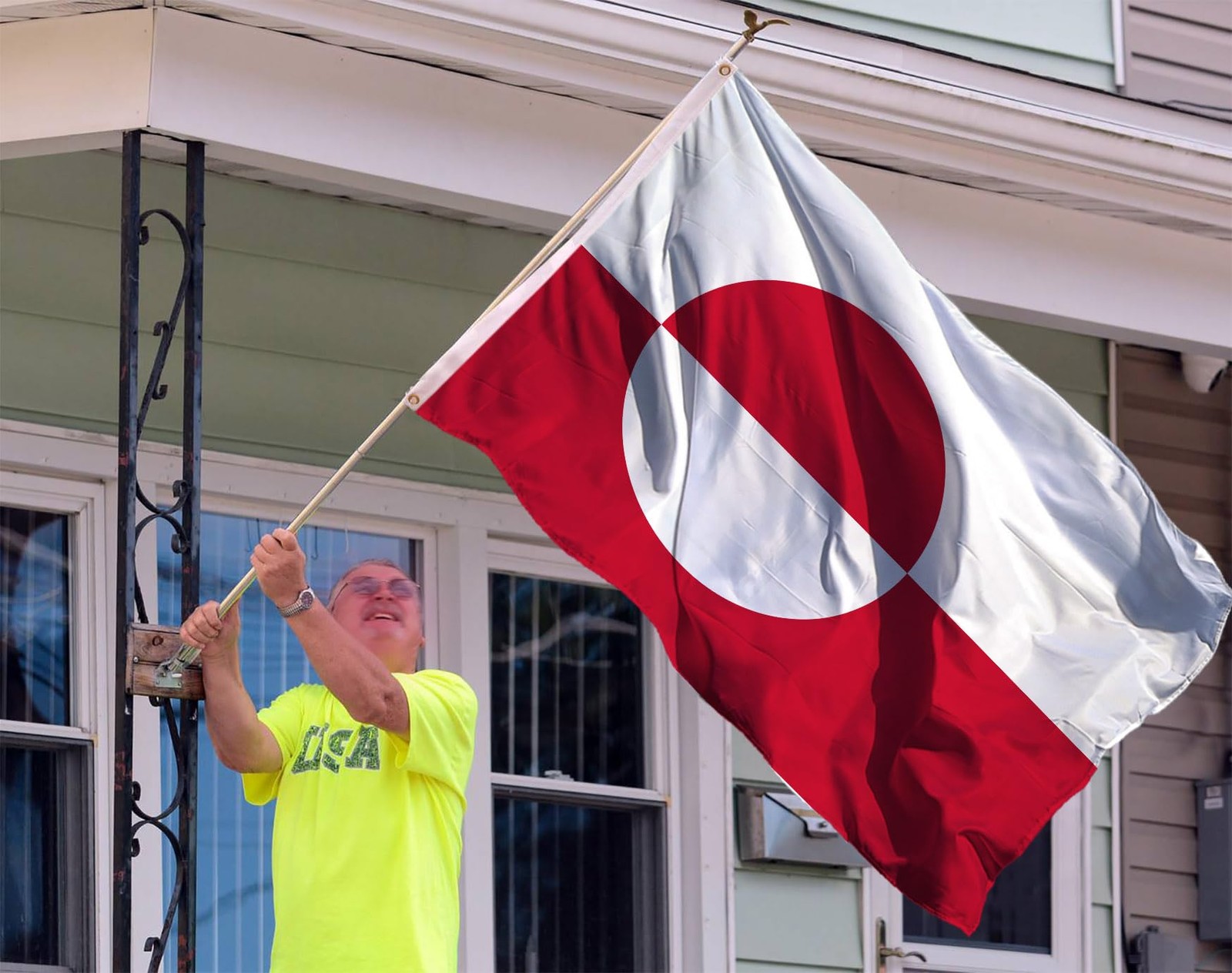 Greenland Flag 2X3 Ft Outdoor Large Polyester,Canvas Header and Double Stitched