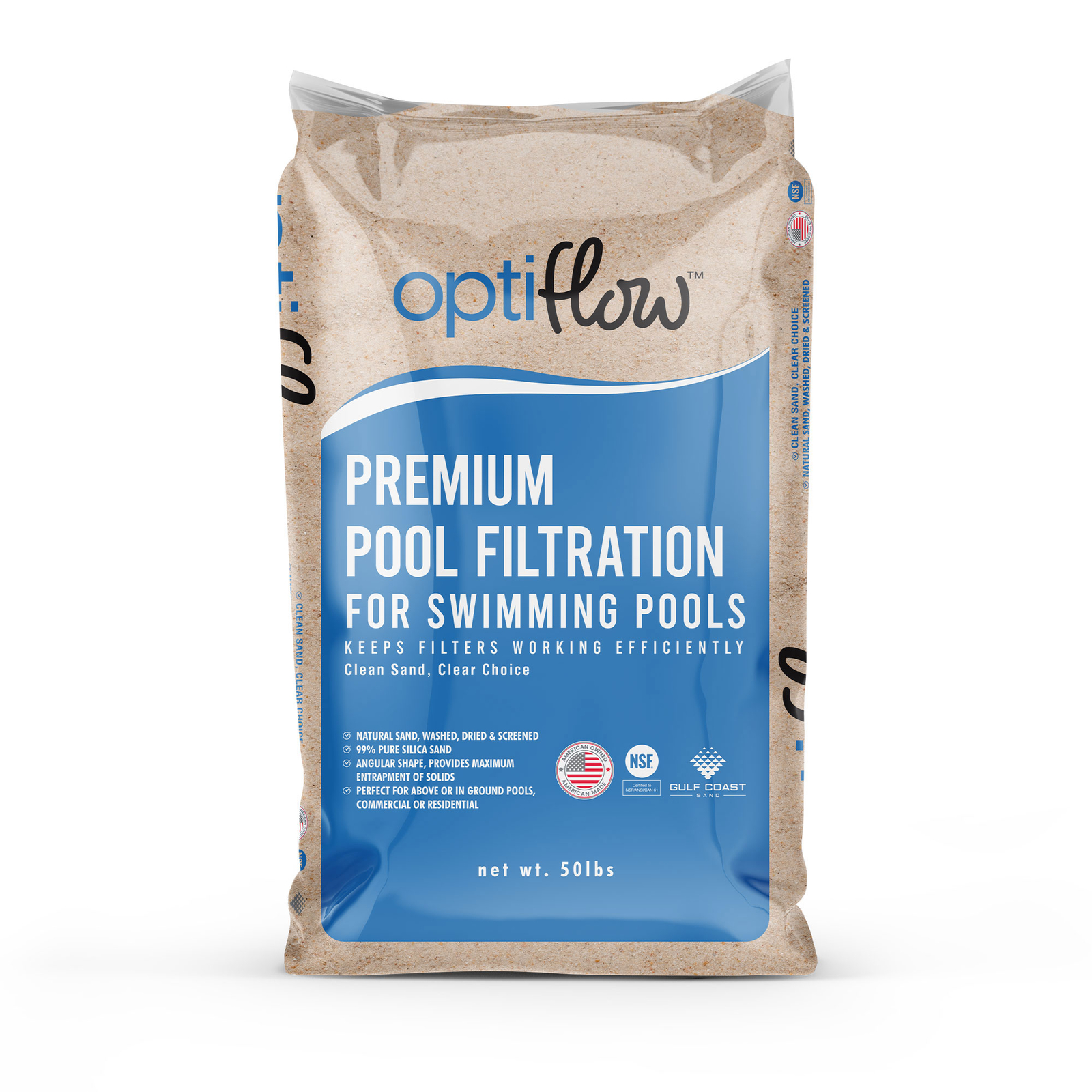 OptiFlow 50 Pound Premium Pool Filtration Angular Sand with Pure Silica Formula
