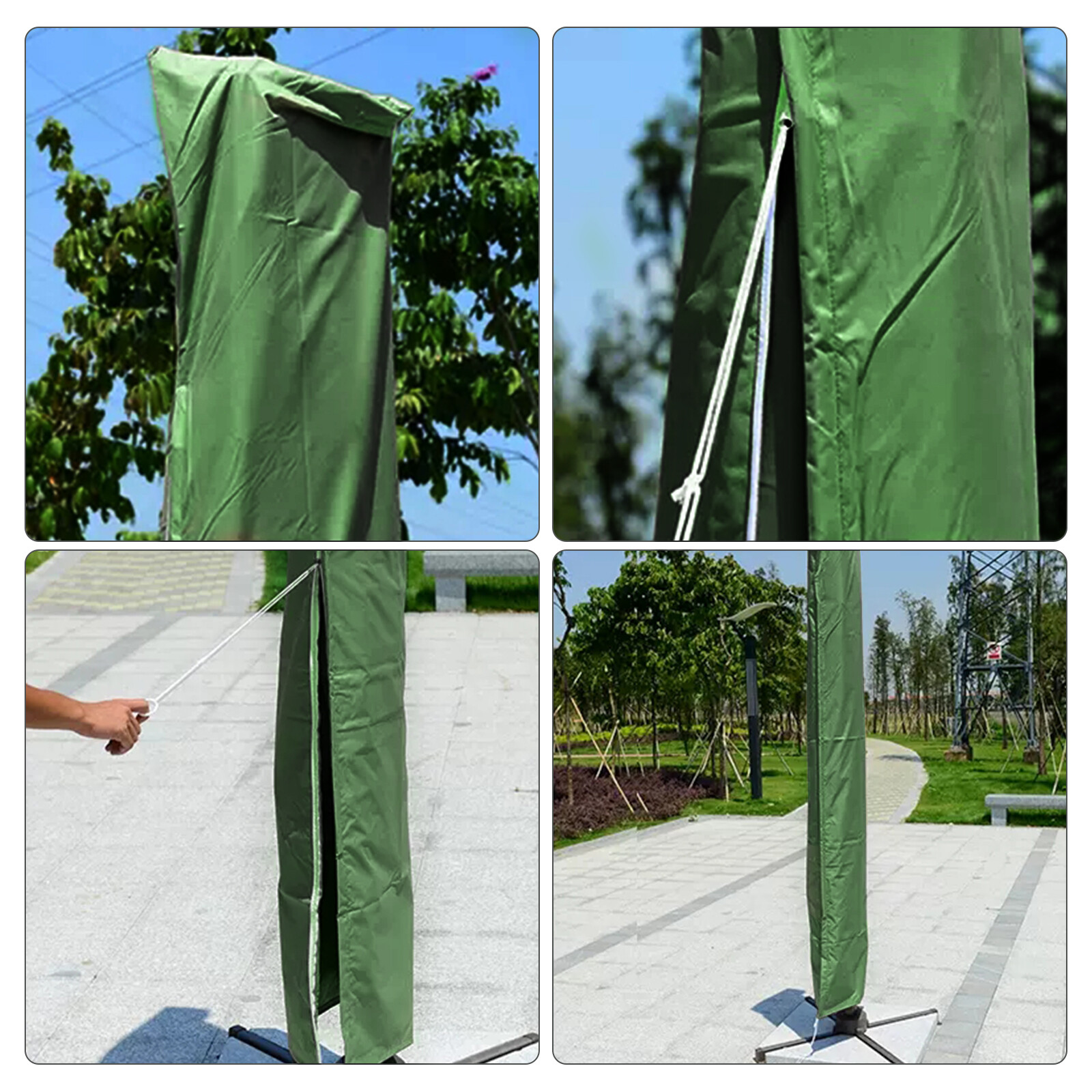 Patio Umbrella Cover with Rod for 8 to 15 Ft Umbrellas / Double-Sided Umbrellas