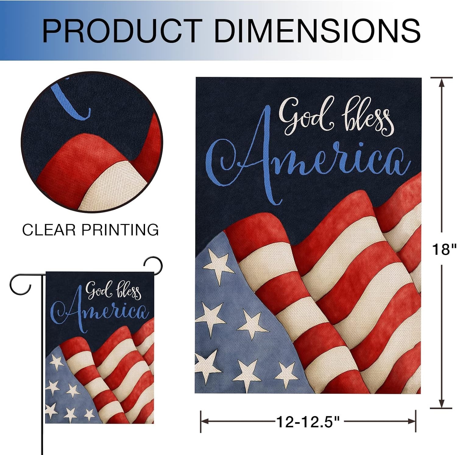 Durable 12×18 God Bless America Garden Flag – Perfect for July 4th Celebration