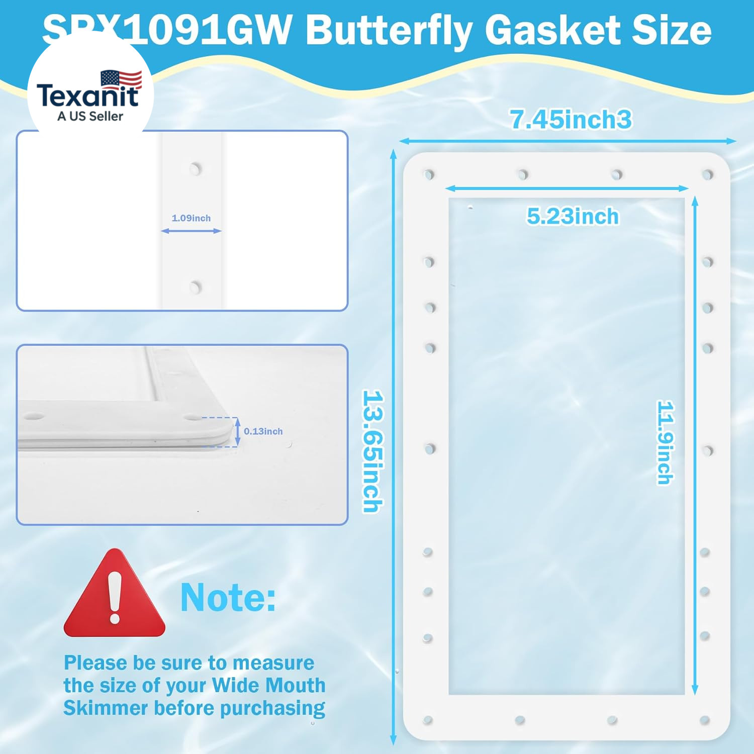 SPX1091GW Wide Mouth Butterfly Gasket Compatible with Hayward Automatic Skimmer