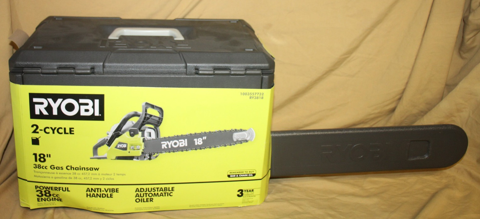 RYOBi 18 in. 38cc 2-Cycle Gas Chainsaw with Heavy-Duty Case