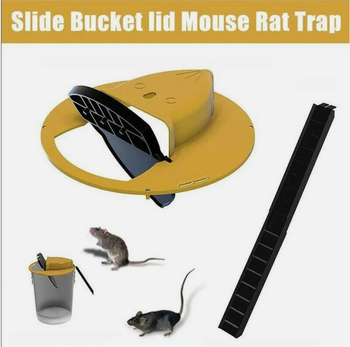 5 Gallon “Flip & Slide” Bucket Trap – Humane Mouse, Rat, Rodent Live Multi-Catch