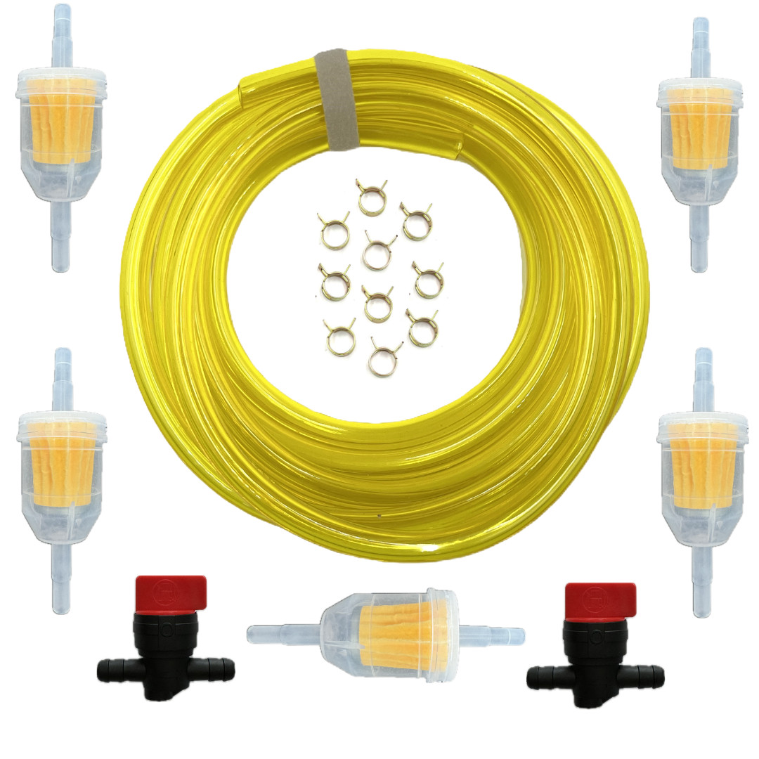 7 Feet 1/4 inch ID Fuel Line Hose Kit with 10 Clamps for Briggs Kawasaki Kohler