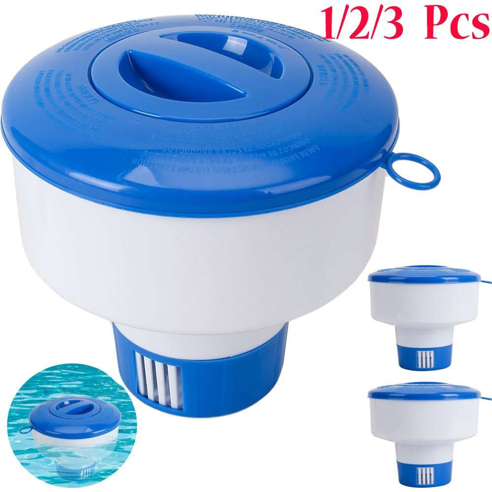 1-3Pcs Floating Chemical Dispenser Floater Swim Pool Spa Chlorine Tablet Tab 7in