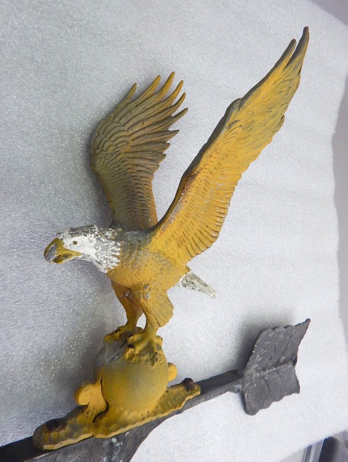 Large Antique Cast Aluminum Full Body 3D Eagle on Arrow Wind Weathervane