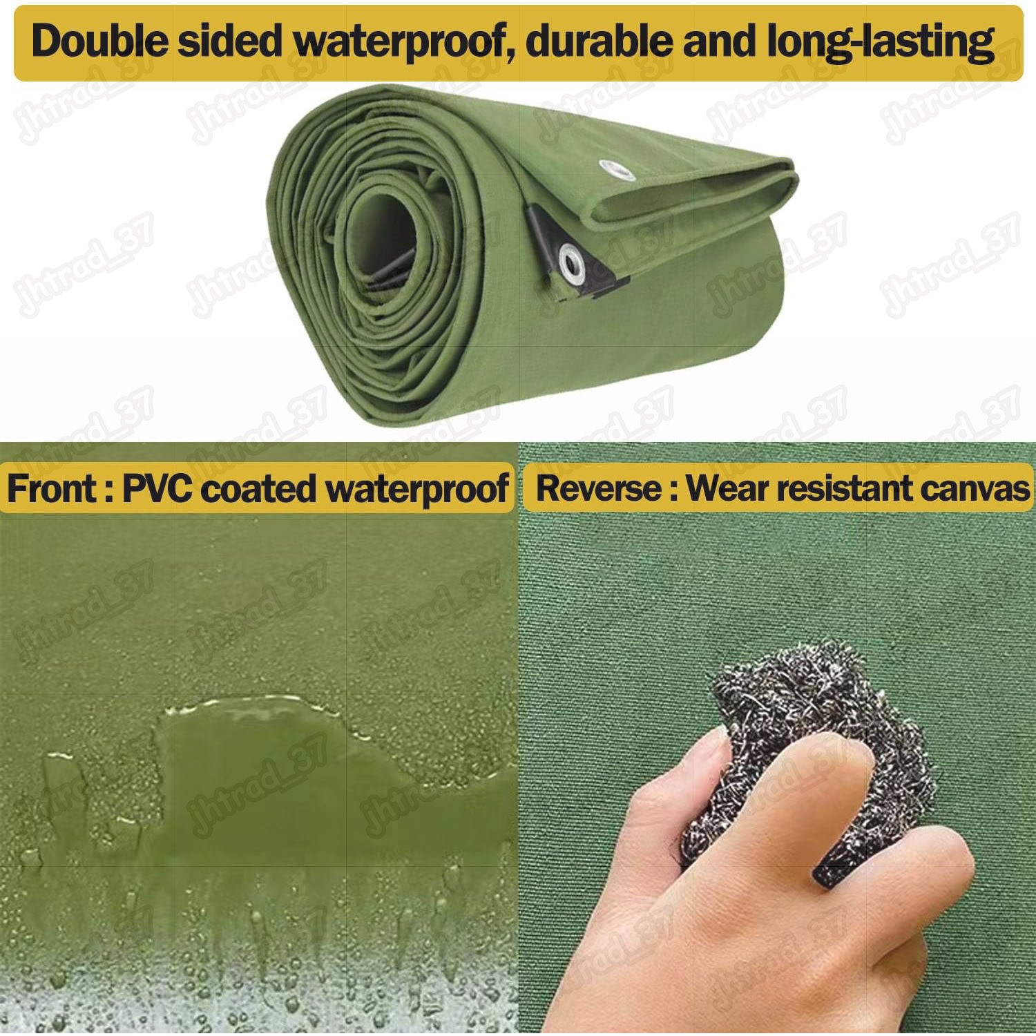 Canvas Tarp 26.5oz Heavy Duty Water and Mildew Resistant Tarpaulin RV Boat Cover
