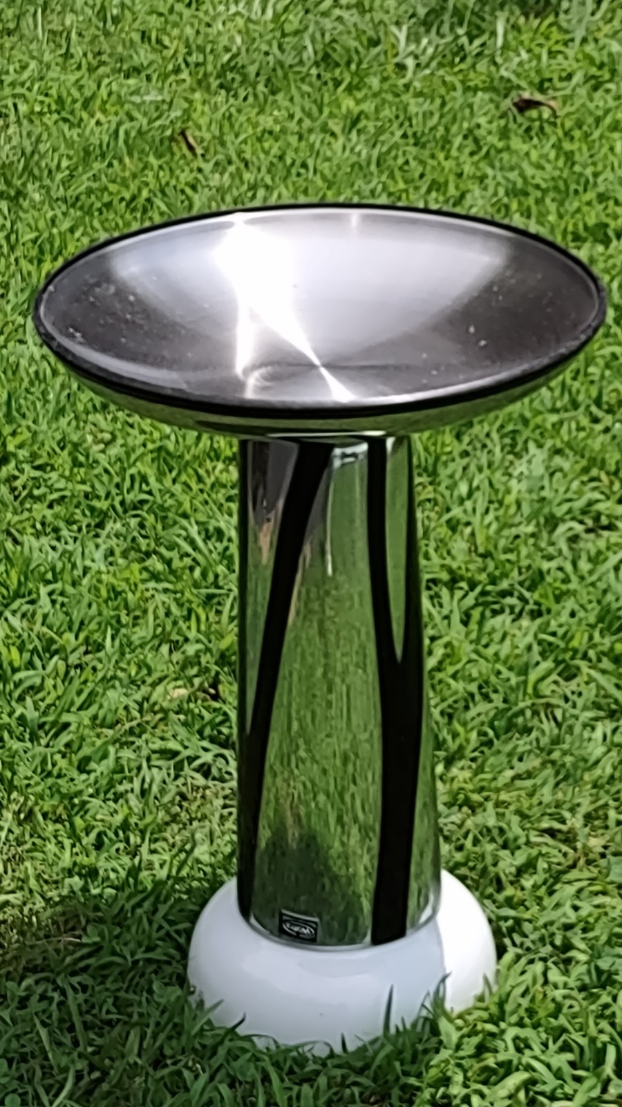 Beautiful Stainless Steel Bowl Silver And Black Ceramic Birdbath 😊🐦🌻🪻🌷🌼