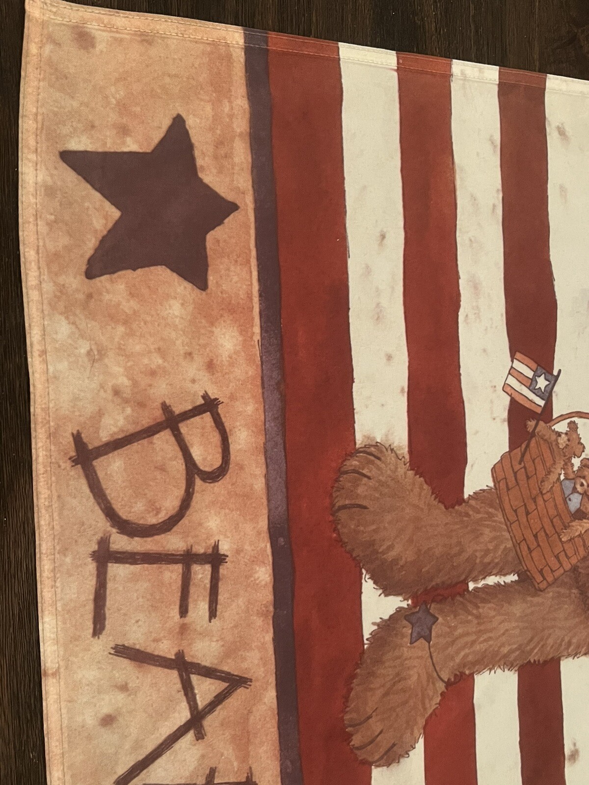 VTG flag decor Toland LIBERTY BEAR TEDDY 24” x 35” JULY 4TH fourth DECOR KOGUT