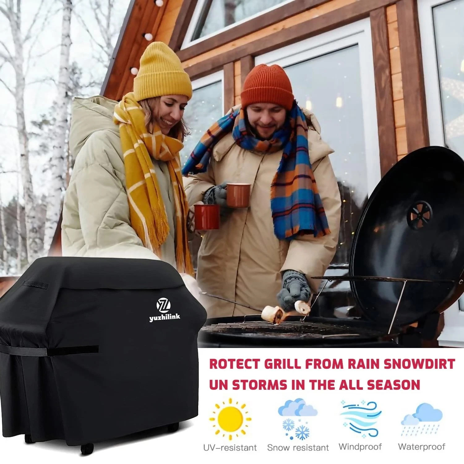 Grill Cover, BBQ Outdoor Grill Covers, Waterproof, Rip-Proof, Weather-Resistant