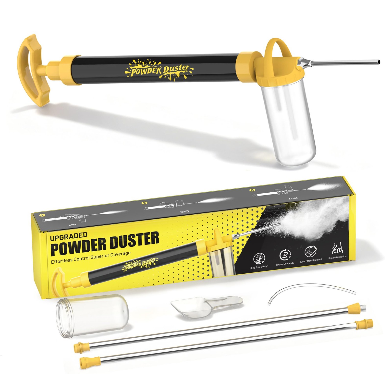 Diatomaceous Earth Powder Duster, Sprayer with Adjustable Yellow